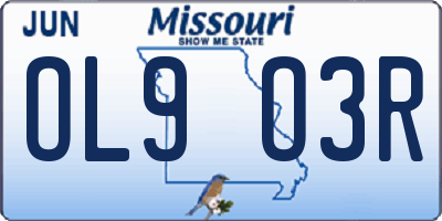 MO license plate OL9O3R