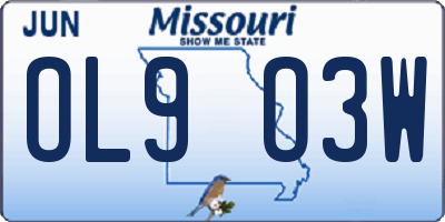 MO license plate OL9O3W