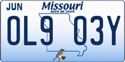 MO license plate OL9O3Y