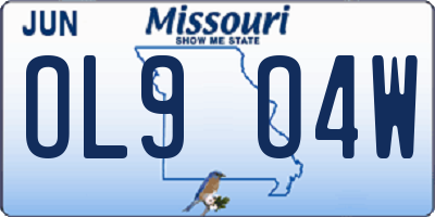 MO license plate OL9O4W