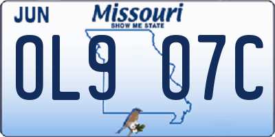 MO license plate OL9O7C