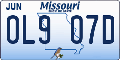 MO license plate OL9O7D