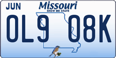 MO license plate OL9O8K