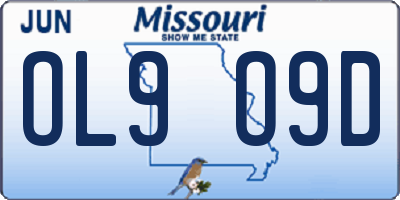 MO license plate OL9O9D