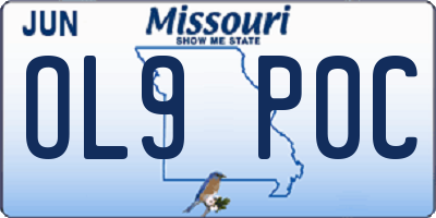 MO license plate OL9P0C