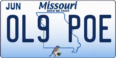 MO license plate OL9P0E