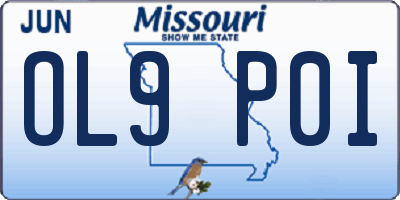 MO license plate OL9P0I