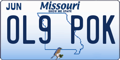 MO license plate OL9P0K