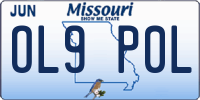 MO license plate OL9P0L
