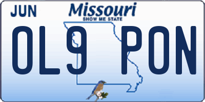 MO license plate OL9P0N