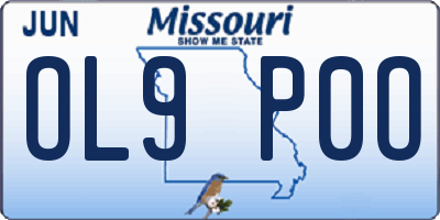 MO license plate OL9P0O