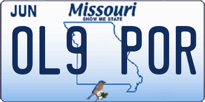 MO license plate OL9P0R