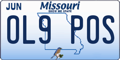 MO license plate OL9P0S