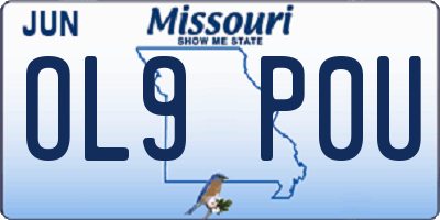 MO license plate OL9P0U