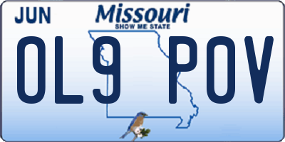 MO license plate OL9P0V