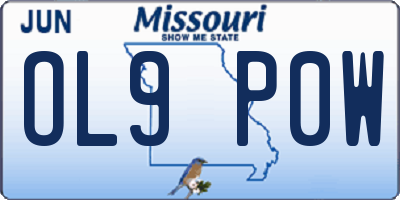 MO license plate OL9P0W