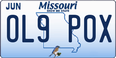 MO license plate OL9P0X