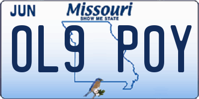 MO license plate OL9P0Y