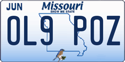 MO license plate OL9P0Z