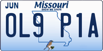 MO license plate OL9P1A