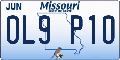 MO license plate OL9P1O
