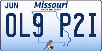 MO license plate OL9P2I