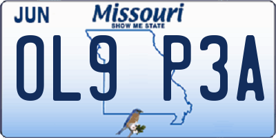 MO license plate OL9P3A