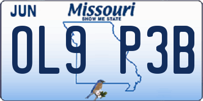 MO license plate OL9P3B