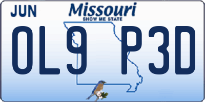 MO license plate OL9P3D