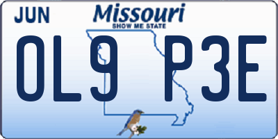 MO license plate OL9P3E