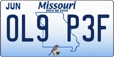 MO license plate OL9P3F