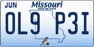 MO license plate OL9P3I