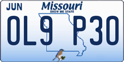 MO license plate OL9P3O