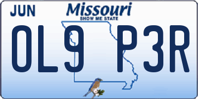 MO license plate OL9P3R