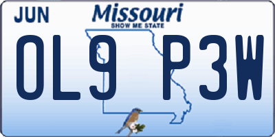 MO license plate OL9P3W