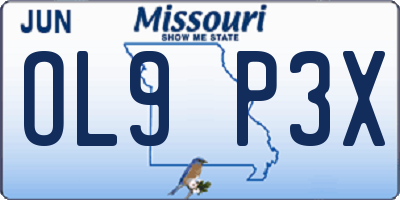MO license plate OL9P3X