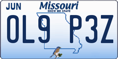 MO license plate OL9P3Z