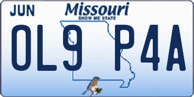 MO license plate OL9P4A