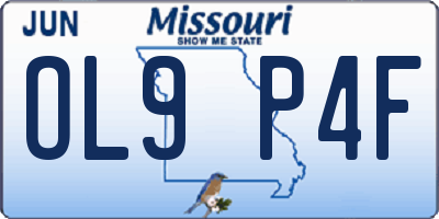 MO license plate OL9P4F