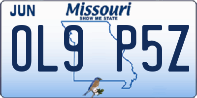 MO license plate OL9P5Z