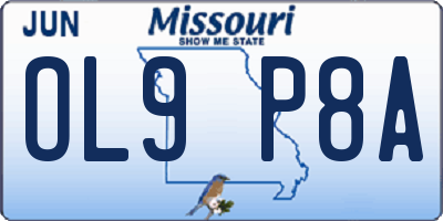 MO license plate OL9P8A