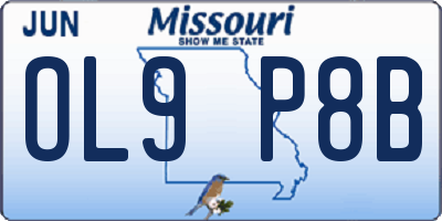 MO license plate OL9P8B