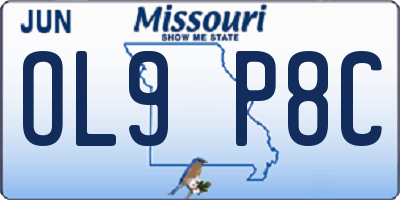 MO license plate OL9P8C