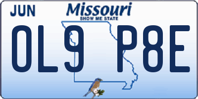 MO license plate OL9P8E