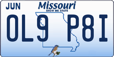 MO license plate OL9P8I