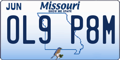 MO license plate OL9P8M