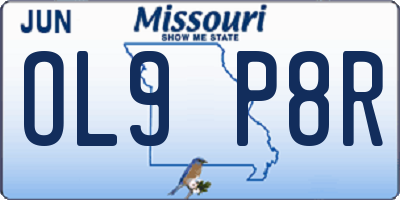MO license plate OL9P8R