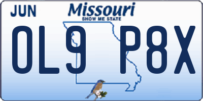 MO license plate OL9P8X
