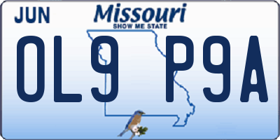 MO license plate OL9P9A