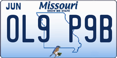 MO license plate OL9P9B